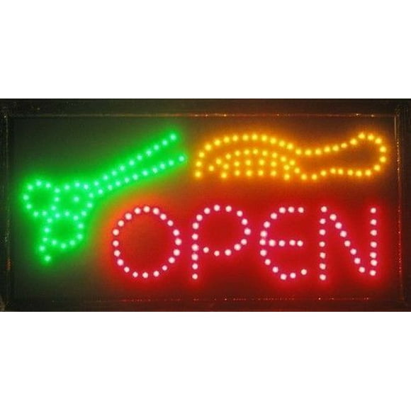 Storefront Barbershop Shop Hotel GPC Inc - Large Jumbo Size LED Open Closed Sign with Business Hours Sign Ultra-Bright 23x14 Electronic Advertisement Display Window Bar 